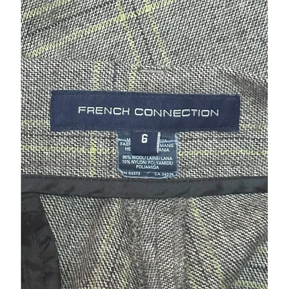 FRENCH CONNECTION Wool Wide Leg Plaid Pants Trousers Brown Key Lime Career 6